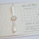 Save the date cards with lace and small pearl