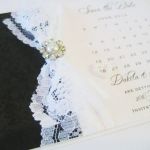 save the date cards with white lace