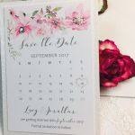 Floral themed save the date cards with sparkles